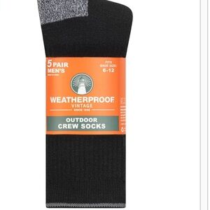 Weatherproof 5 Pairs Men's Vintage Outdoor Crew Socks - Black and Gray- 5 Pairs